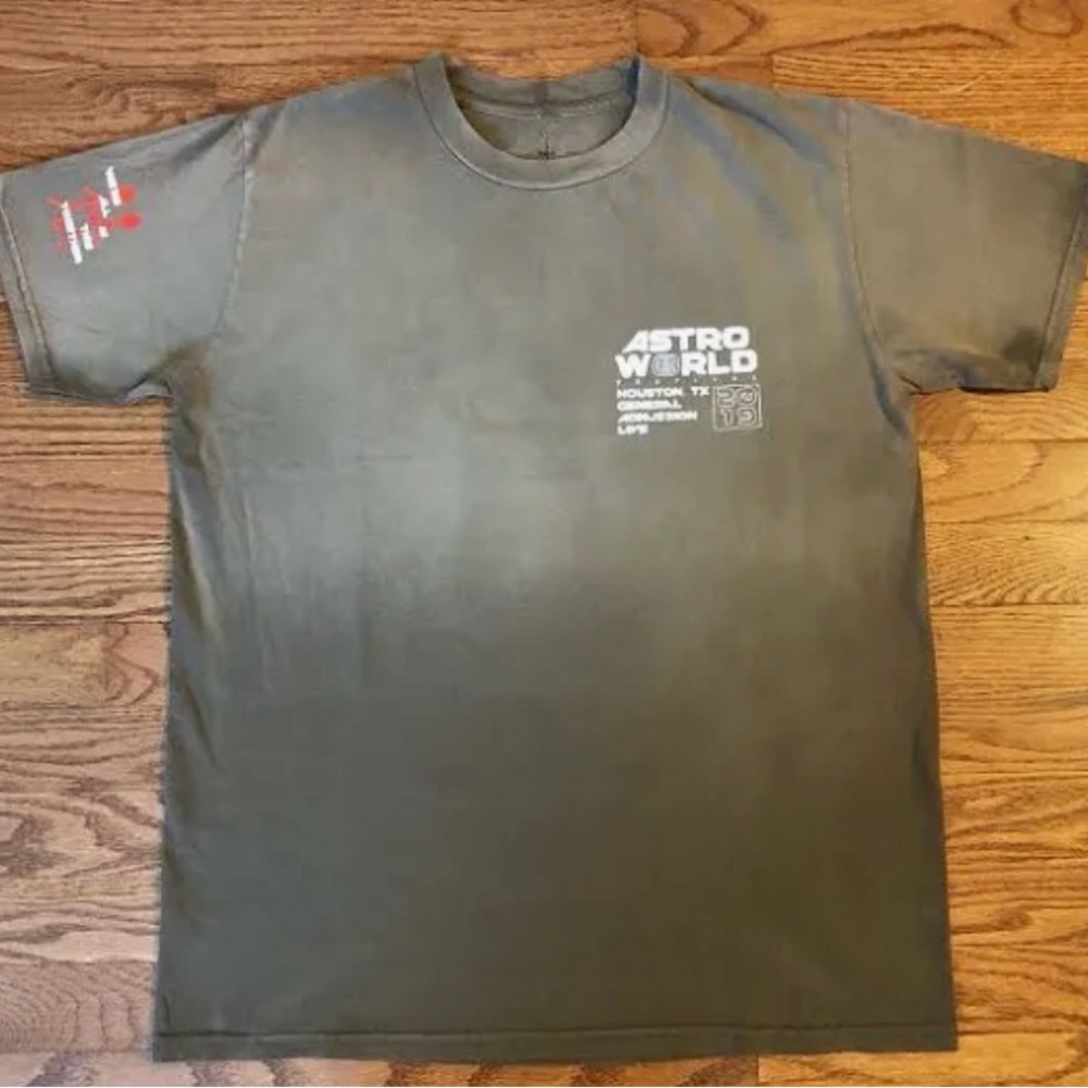 Travis Scott Astro World Souvenir olive green T shirt